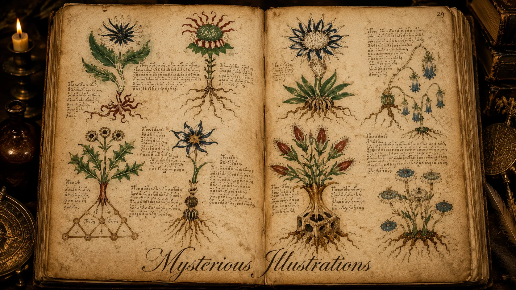 Voynich Manuscript strange plants and botanical drawings in Hindi