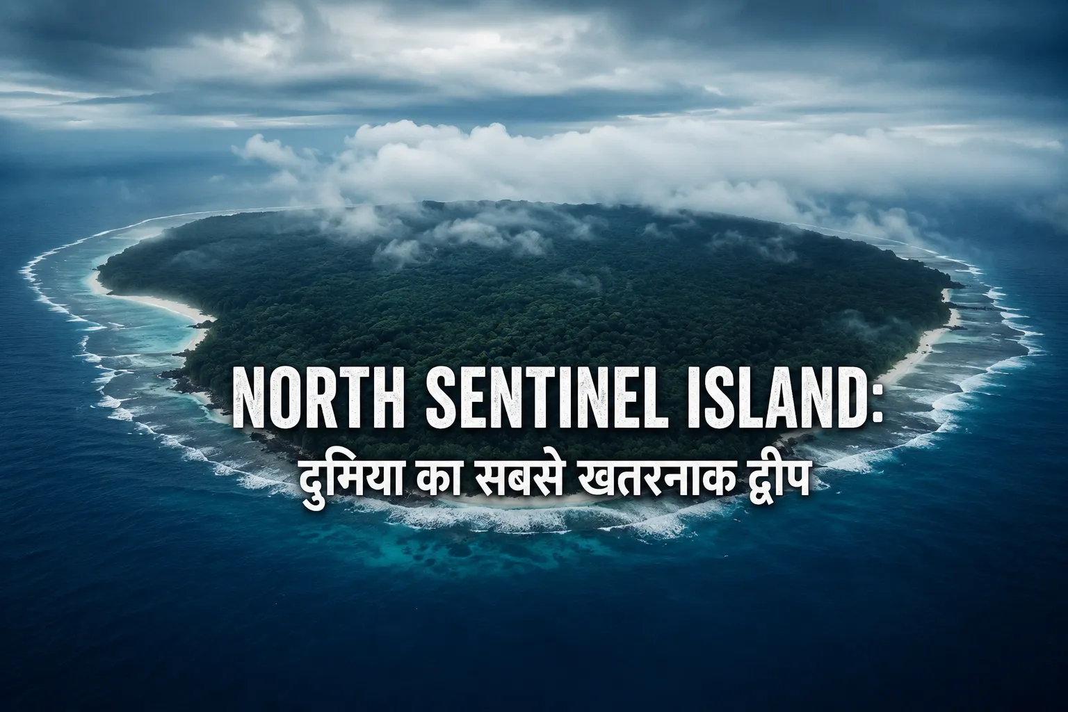 North Sentinel Island mystery aerial view showing dense forest and mysterious isolated island in Andaman
